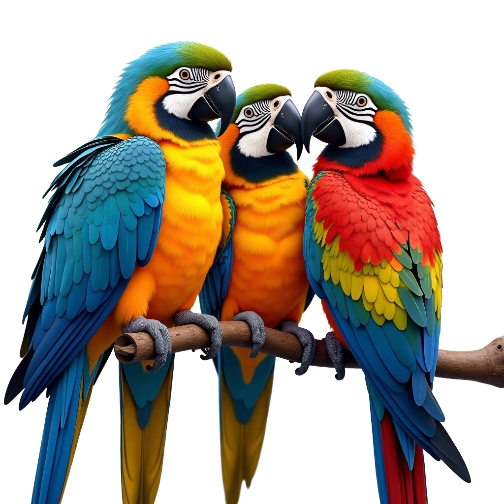 Colorful Parrots on a Branch